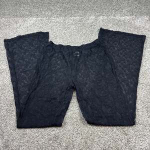 Y2K Black Floral Butterfly Mesh Lace Sheer Flare Pants Womens Size Small Cute!